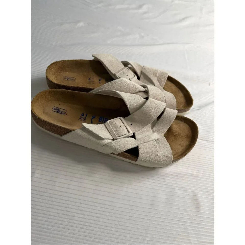 Birkenstock Lugano Grey Suede Sandals Size 41 Ladies 10 Men’s 8